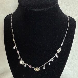 Vera Bradley Silver Tone Necklace with Pastel Aura Gemstones